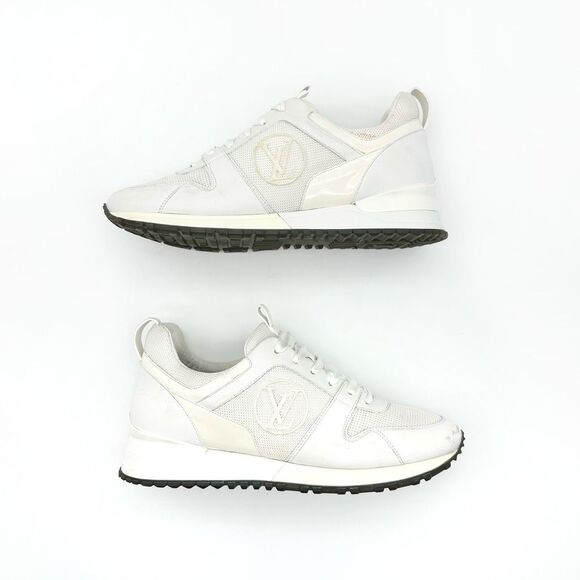 LOUIS VUITTON White Run Away Sneaker White Damier Size 39.5 LV Logo Running Shoe - Picture 2 of 13